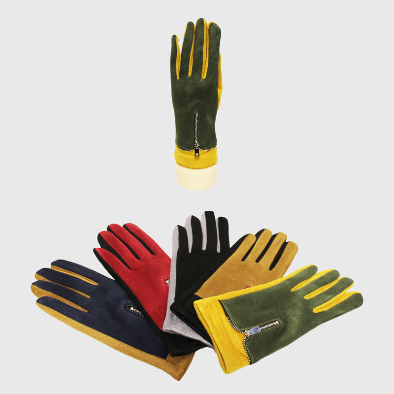 Colorblock Zip Detail Gloves-GF2201