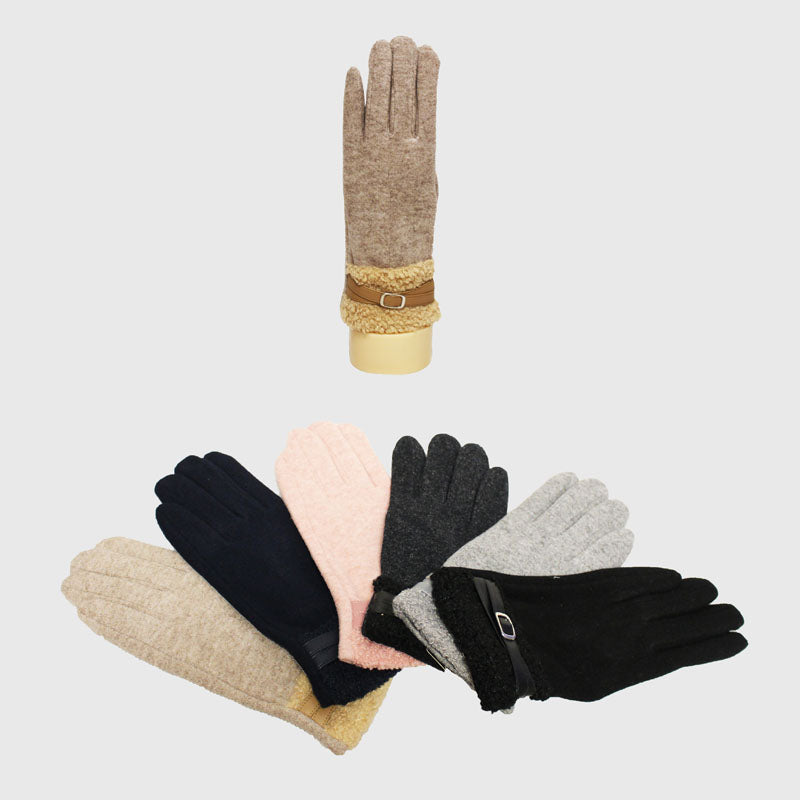 Buckle Trim Winter Gloves-GF2204