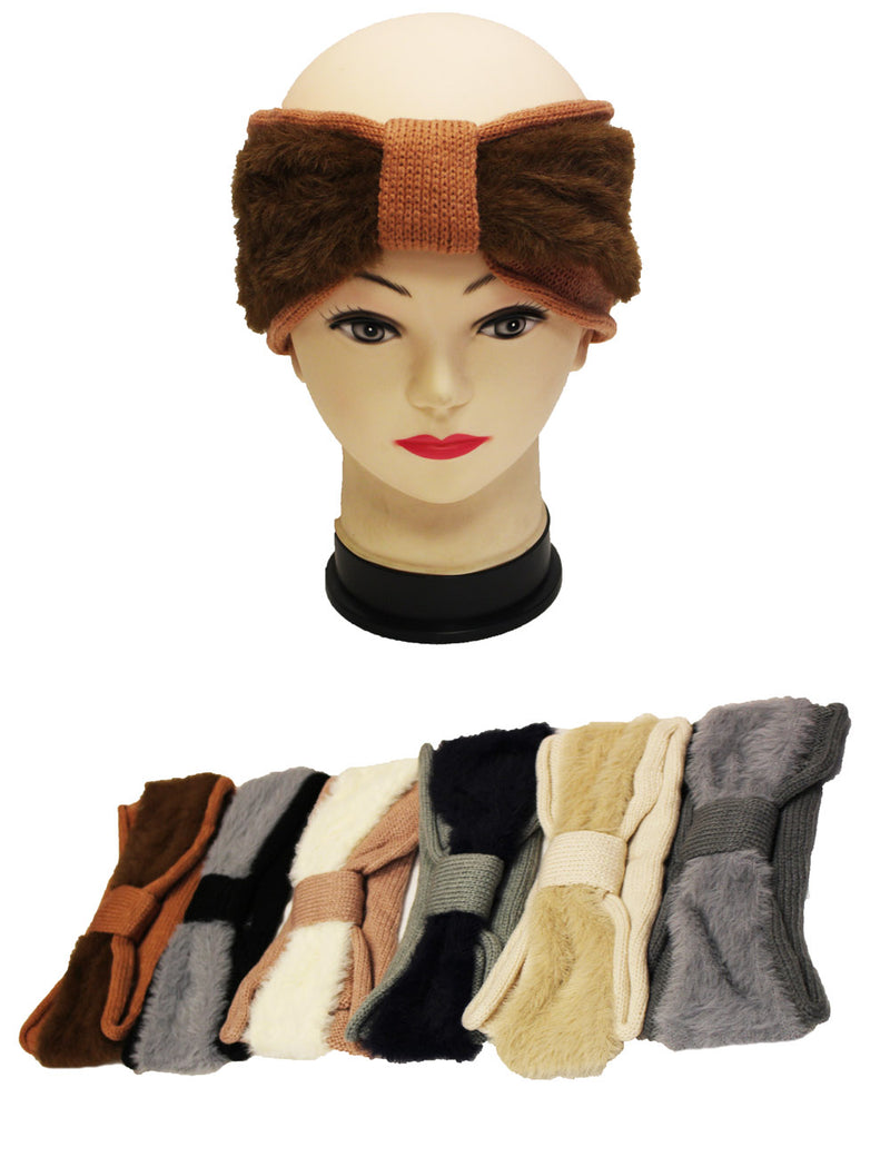 Faux Fur Bow Accent Headband - HB1802