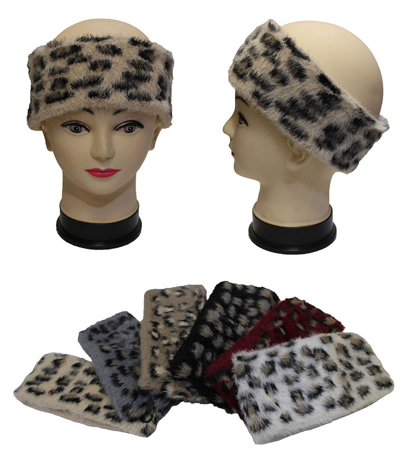 Leopard Print Faux Fur Headband - HB2001