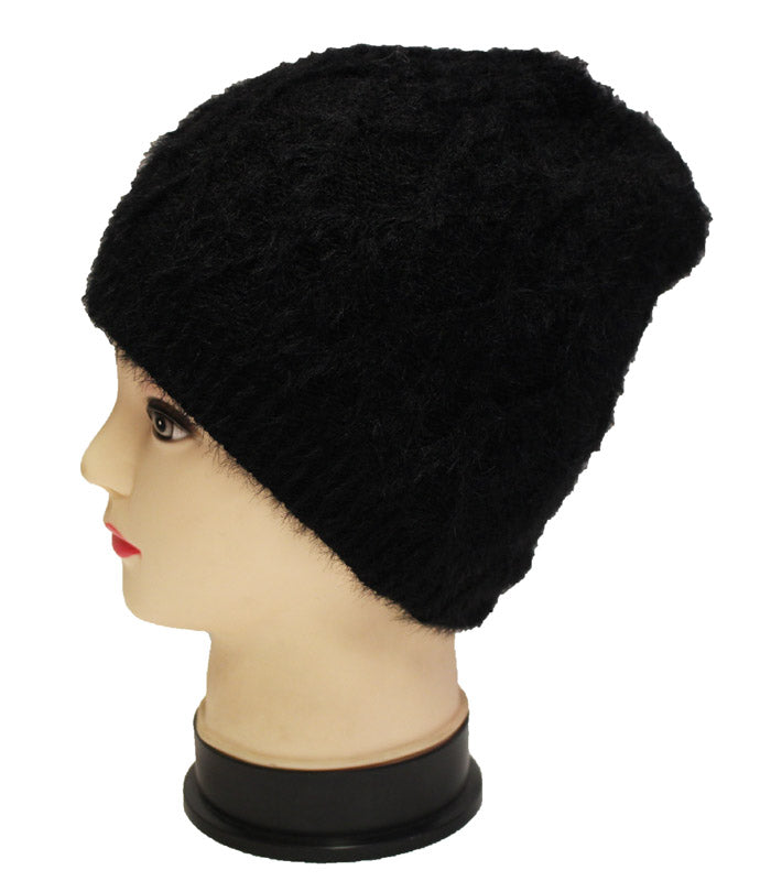Soft Knit Diamond Pattern Beanie-HT1805