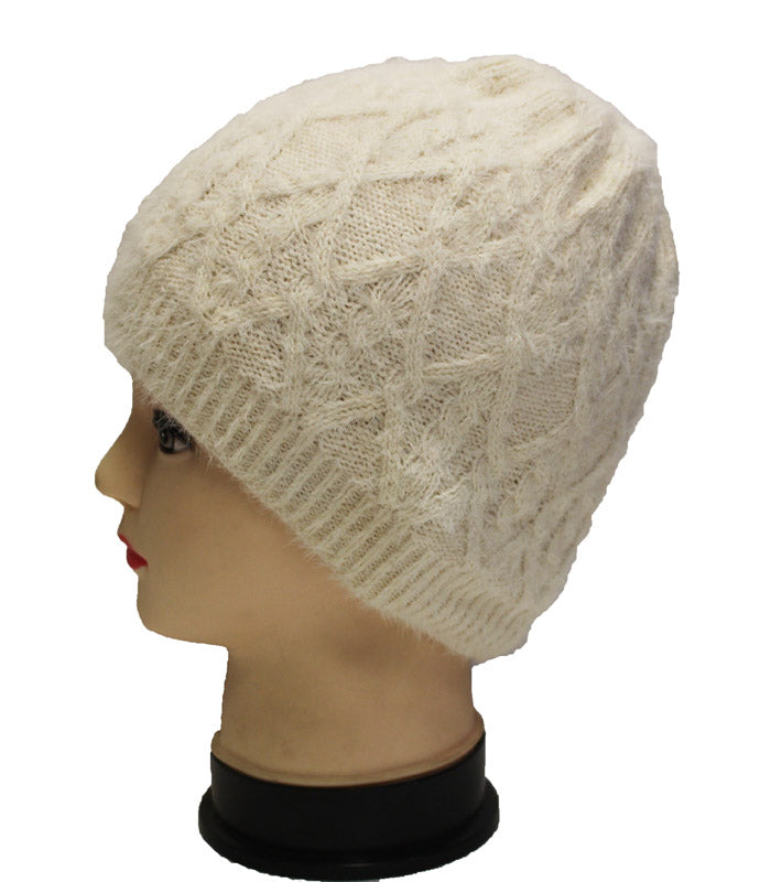 Soft Knit Diamond Pattern Beanie-HT1805