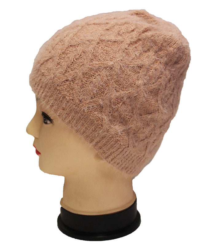 Soft Knit Diamond Pattern Beanie-HT1805