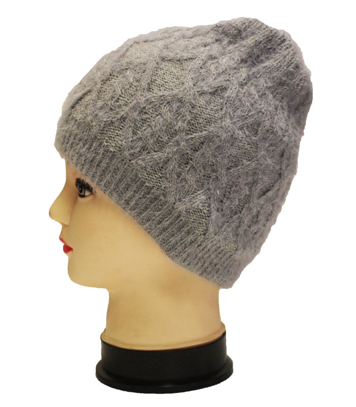 Soft Knit Diamond Pattern Beanie-HT1805