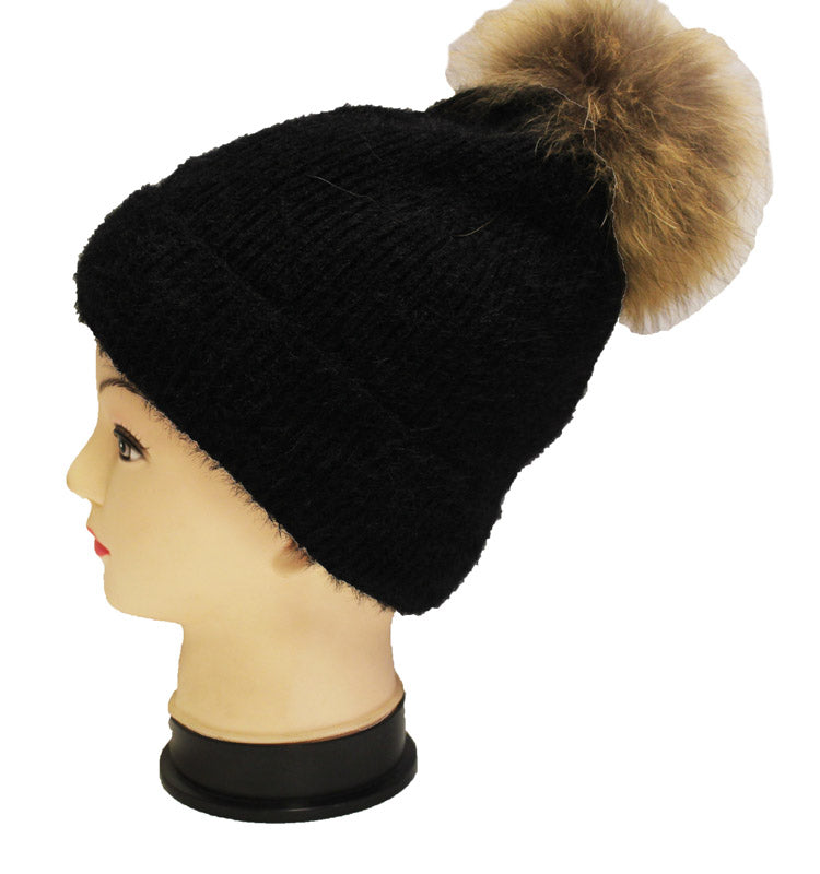 Fleece Lined Knit Hat with Pom-HT1806