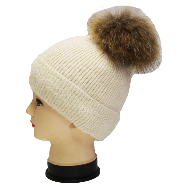 Fleece Lined Knit Hat with Pom-HT1806
