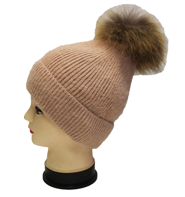 Fleece Lined Knit Hat with Pom-HT1806