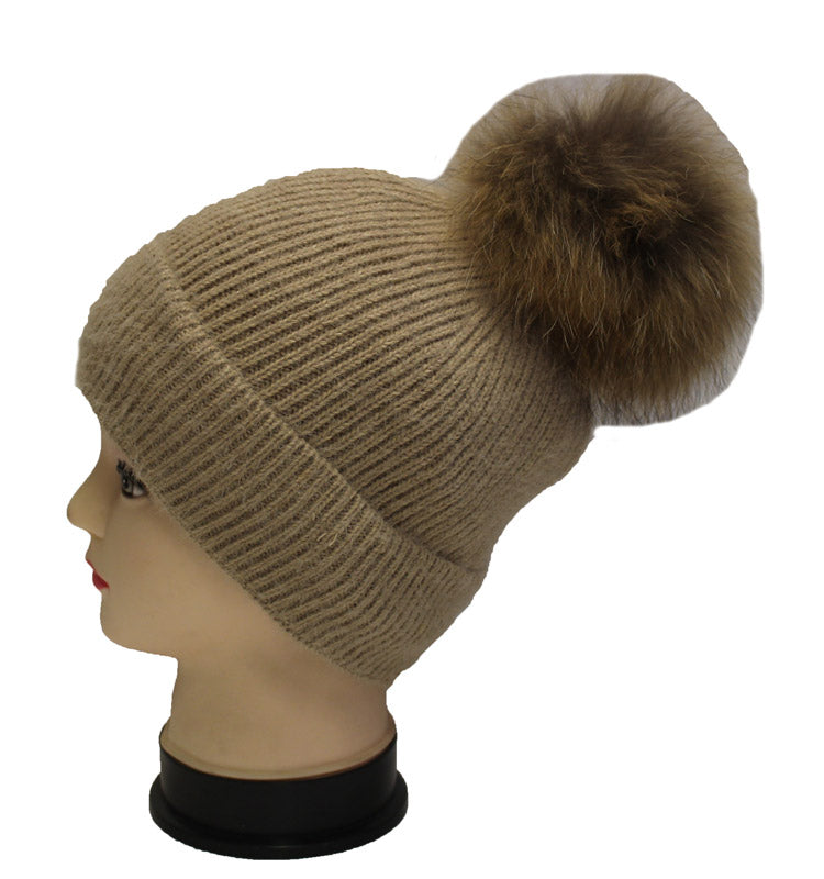 Fleece Lined Knit Hat with Pom-HT1806