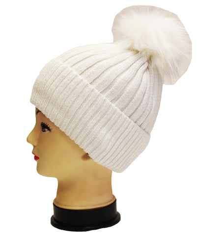 Sparkly Knit Beanie with Pom - HT1905