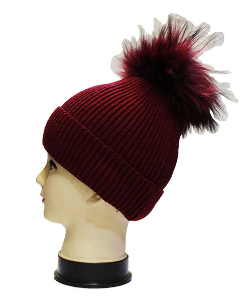 Fox Fur Pom-Pom Beanie - HT2001