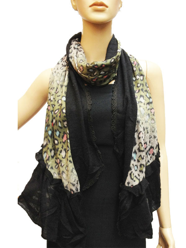 Chic Leopard Ruffle Scarf-S1259