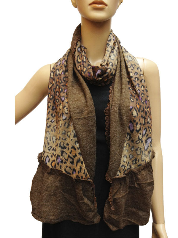 Chic Leopard Ruffle Scarf-S1259