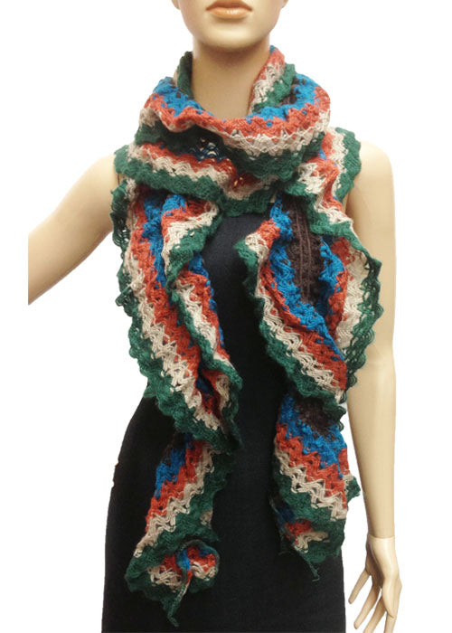 Colorful Ruffle Knit Scarf-S1272