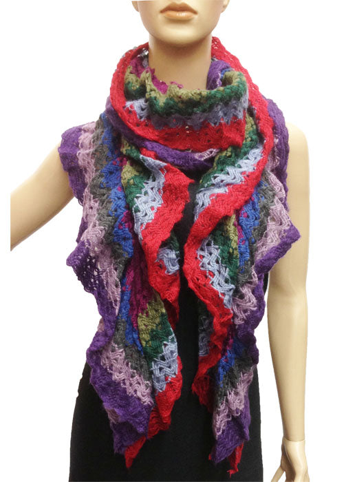 Colorful Ruffle Knit Scarf-S1272