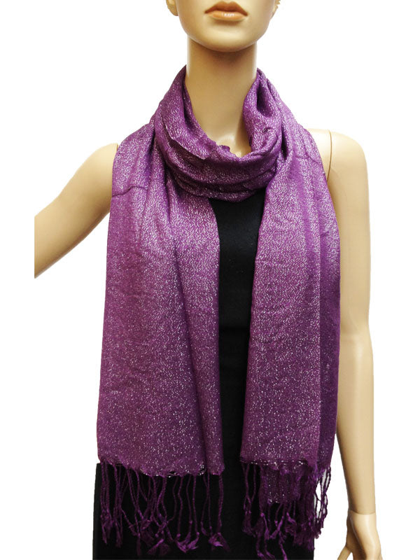 legant Silver Thread Fringe Scarf-S1275