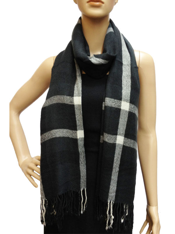 Cozy Plaid Fringe ScarfS1278
