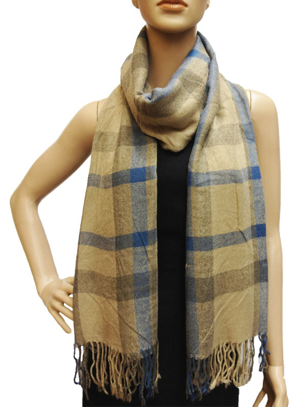 Cozy Plaid Fringe ScarfS1278