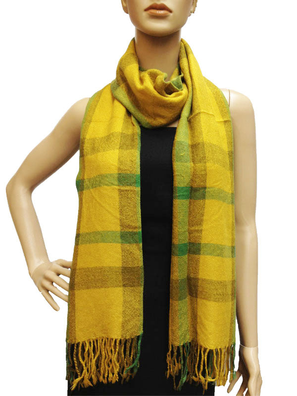 Cozy Plaid Fringe ScarfS1278