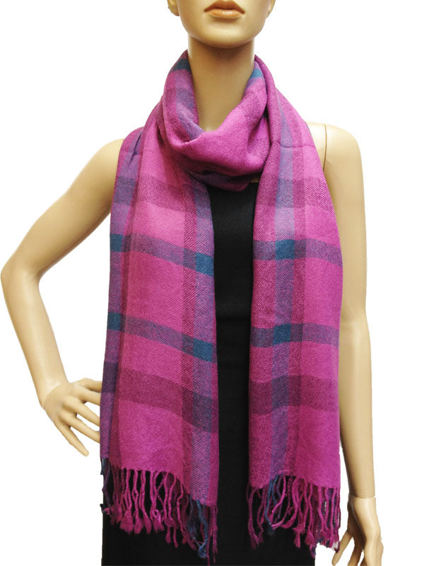 Cozy Plaid Fringe ScarfS1278