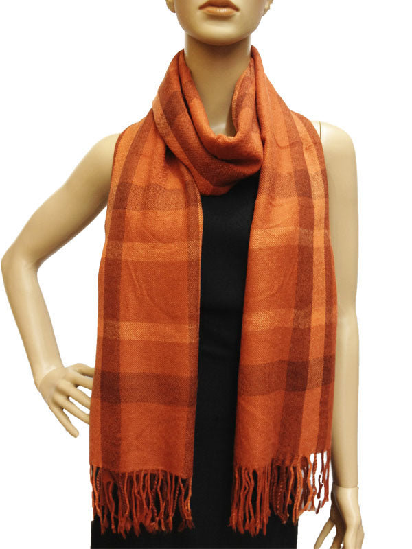 Cozy Plaid Fringe ScarfS1278