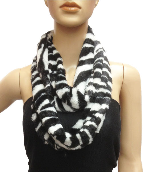 Zebra Print Faux Fur Infinity Scarf - S13106