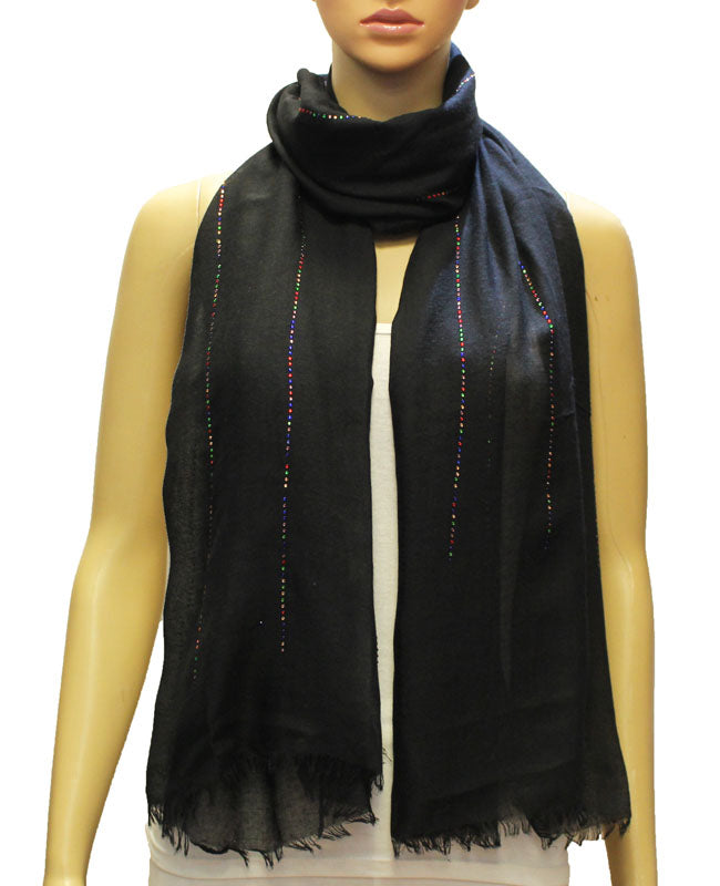 Elegant Black Scarf with Sparkles-S2001