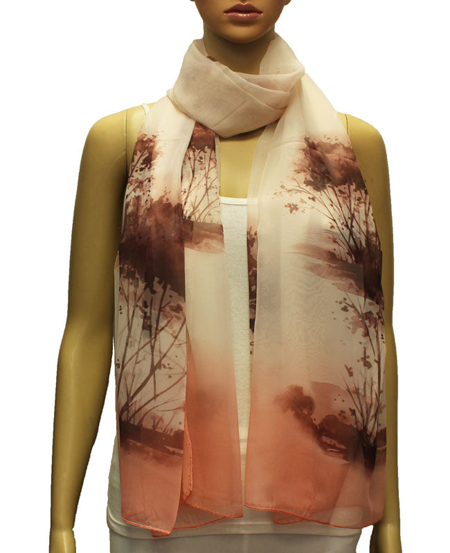 Soft Sunset Landscape Chiffon Scarf-S2002