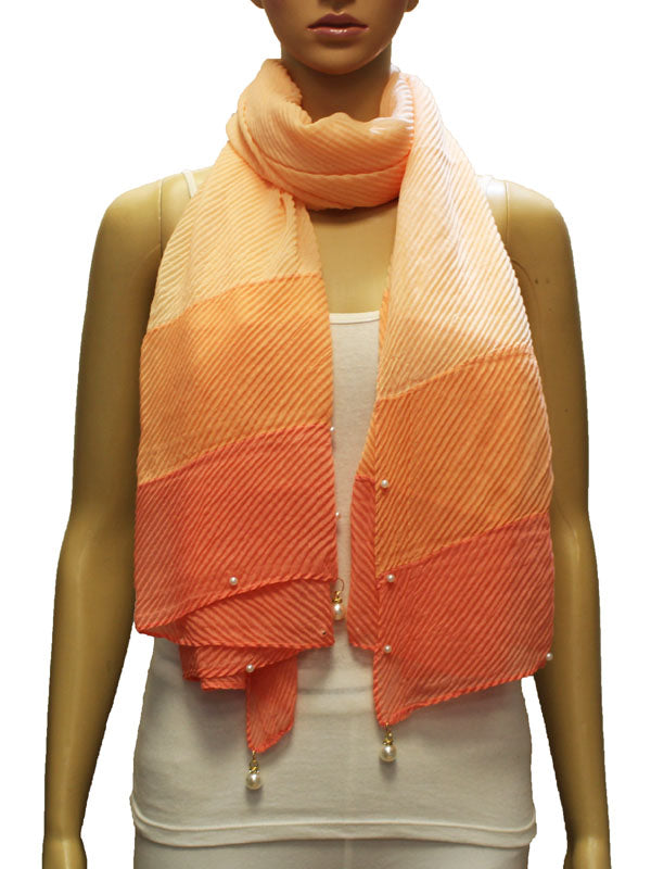 Gradient Pearl Accent Pleated Scarf-S2003