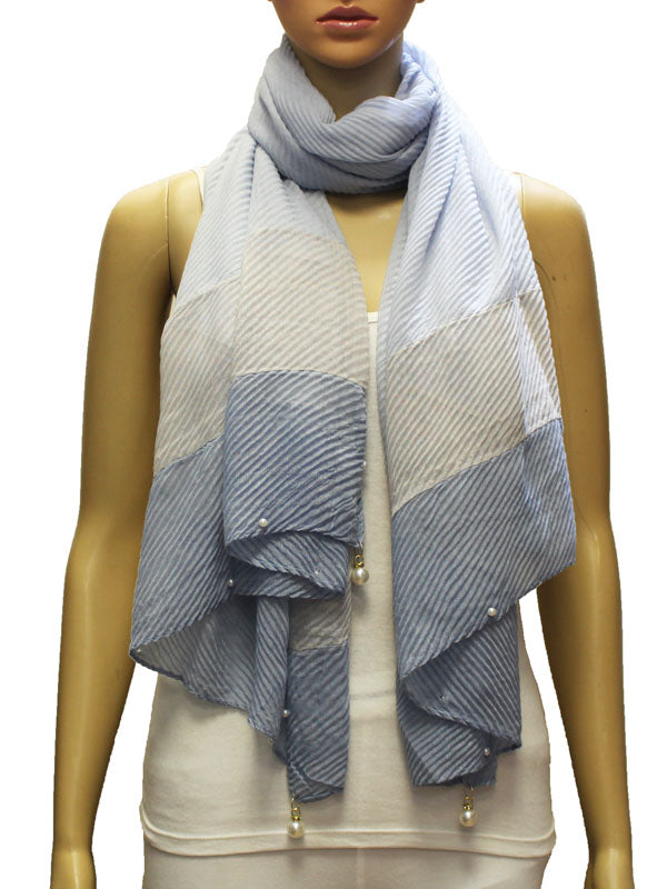 Gradient Pearl Accent Pleated Scarf-S2003