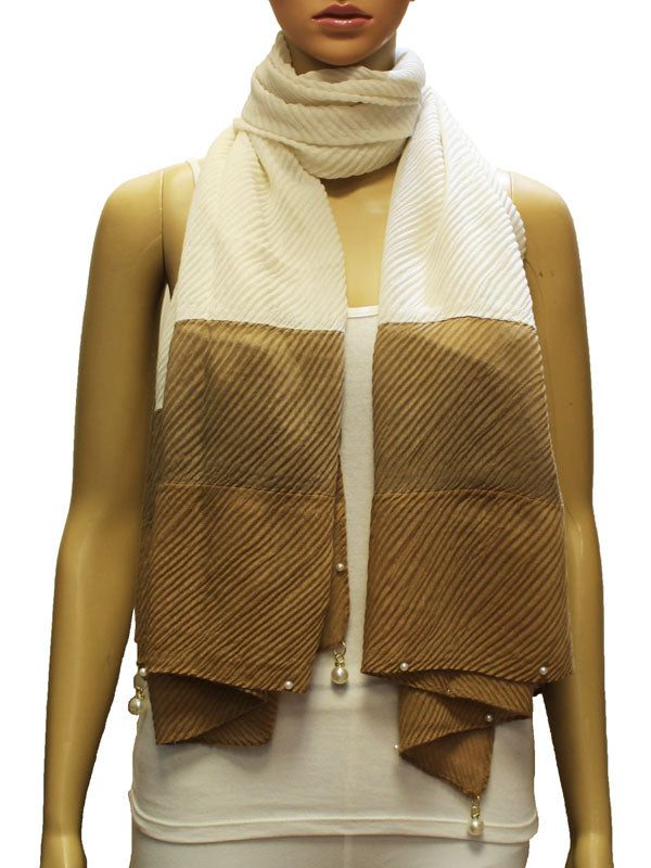 Gradient Pearl Accent Pleated Scarf-S2003
