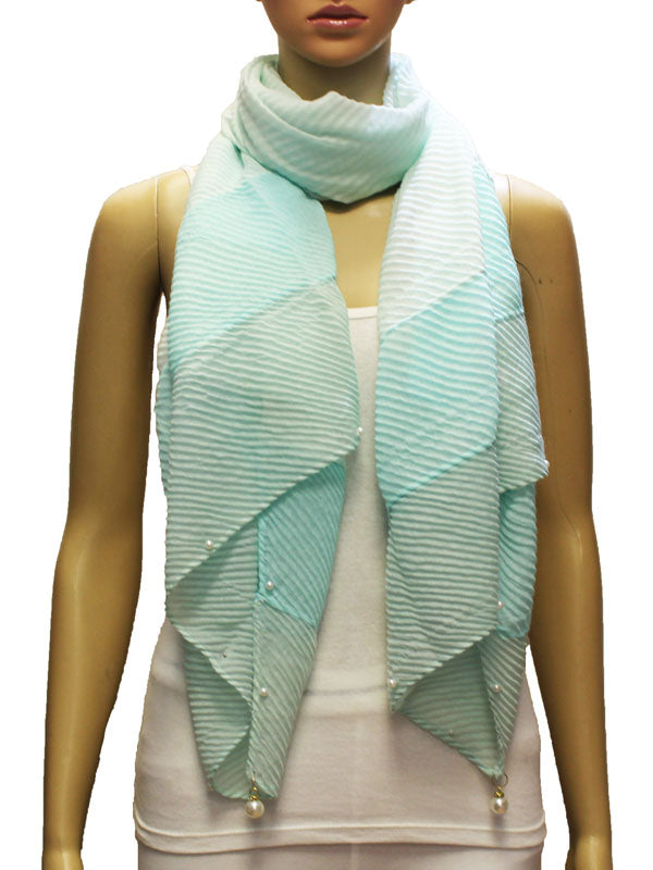 Gradient Pearl Accent Pleated Scarf-S2003