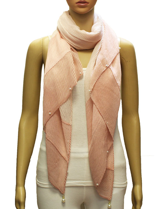 Gradient Pearl Accent Pleated Scarf-S2003