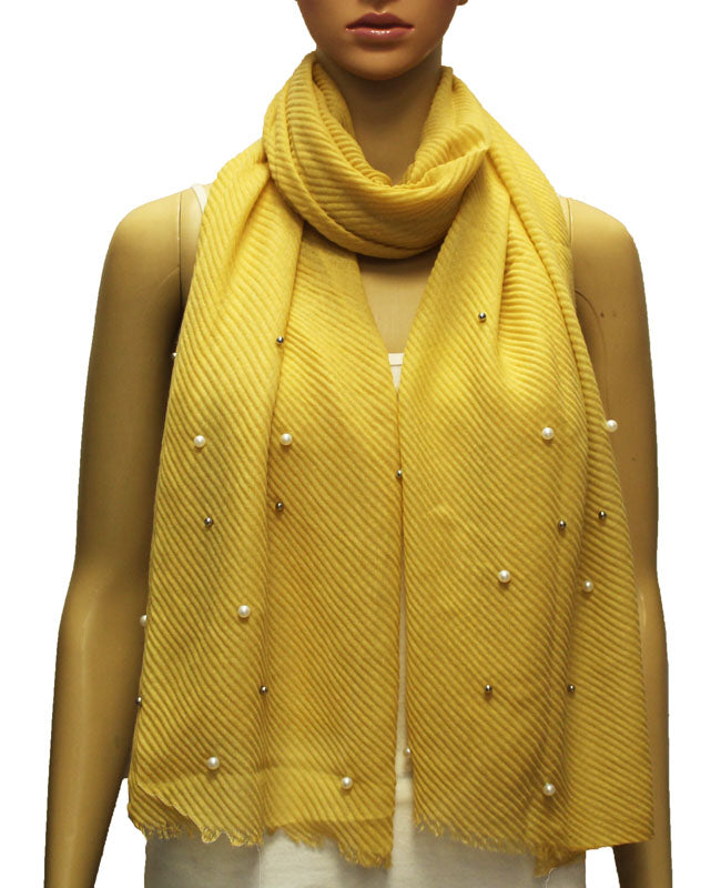Elegant Pearl Embellished Scarf-S2008