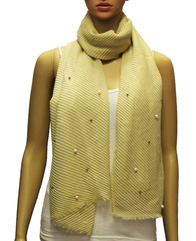 Elegant Pearl Embellished Scarf-S2008