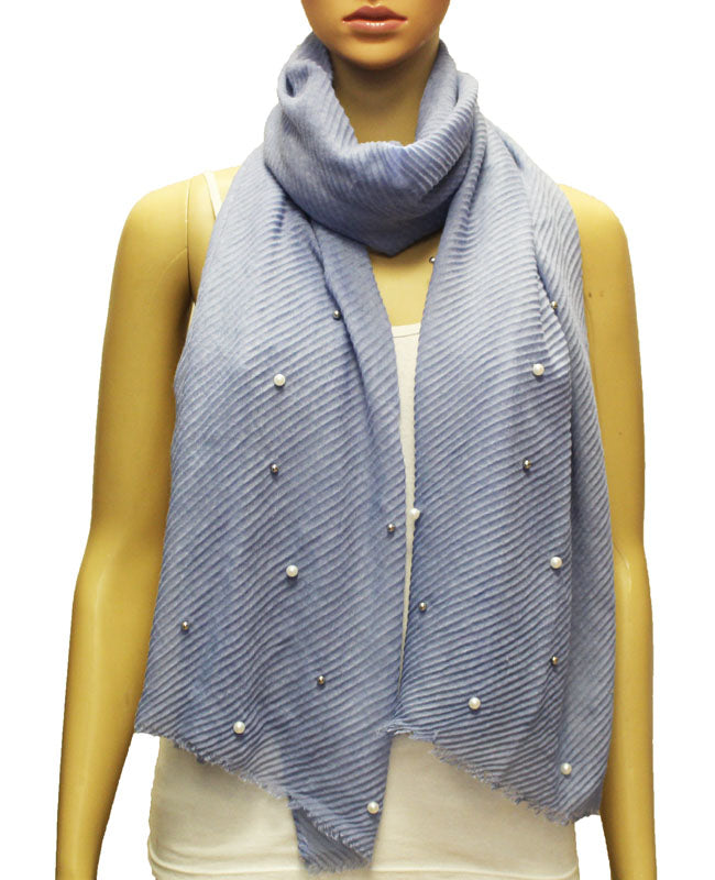Elegant Pearl Embellished Scarf-S2008