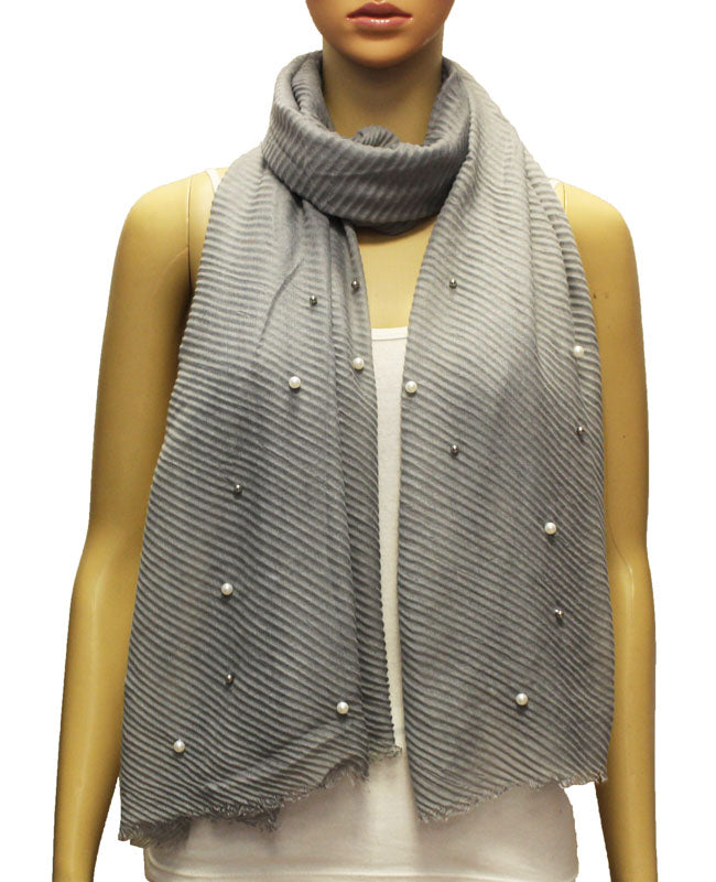 Elegant Pearl Embellished Scarf-S2008