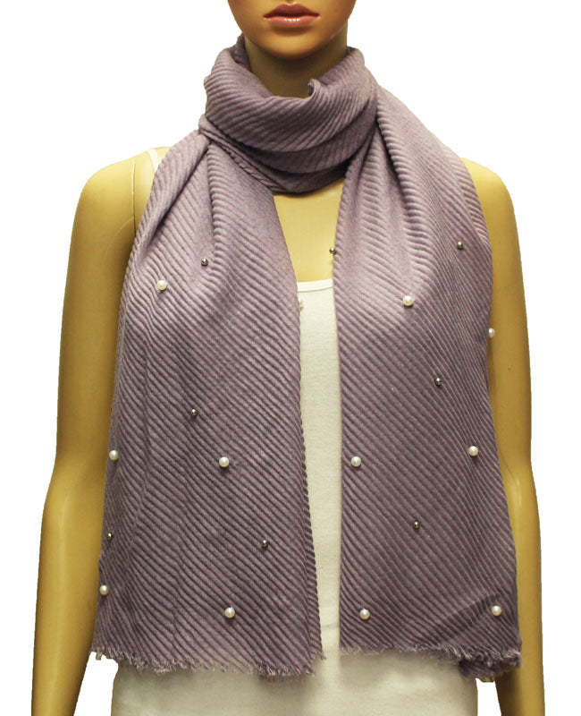 Elegant Pearl Embellished Scarf-S2008