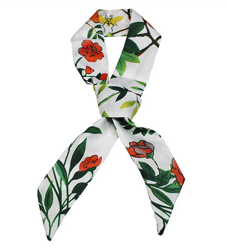 Floral Print Satin Hair Scarf-S2011