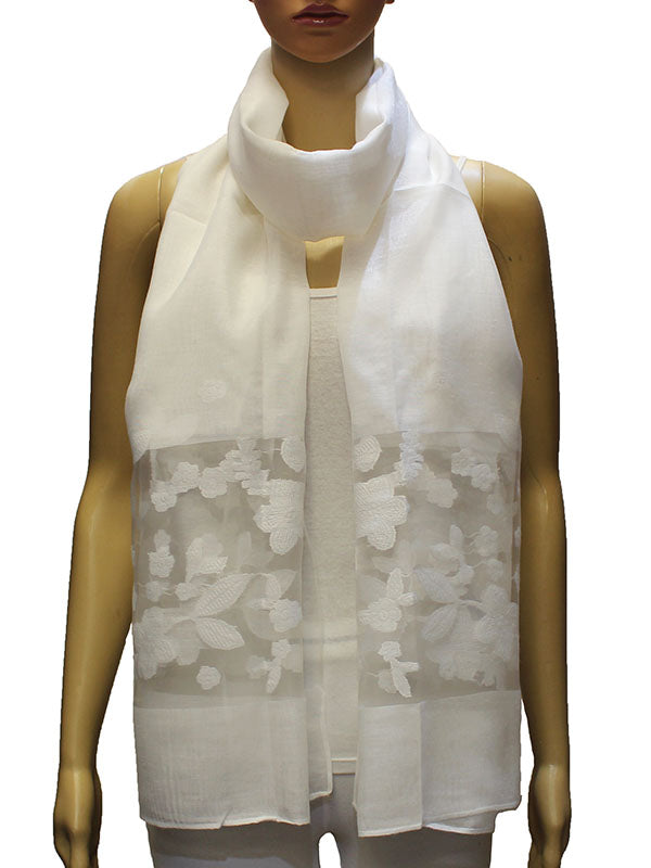 Sheer Floral Lace Accent Scarf-S2023