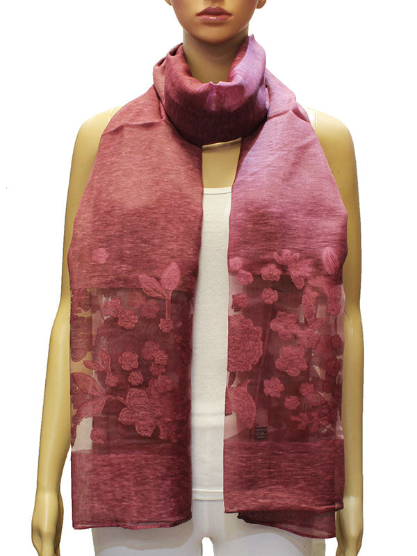 Sheer Floral Lace Accent Scarf-S2023