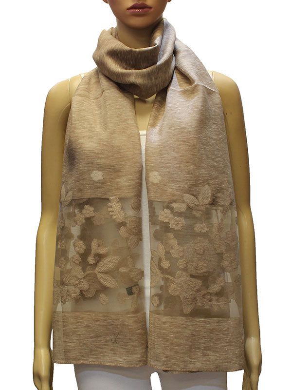 Sheer Floral Lace Accent Scarf-S2023