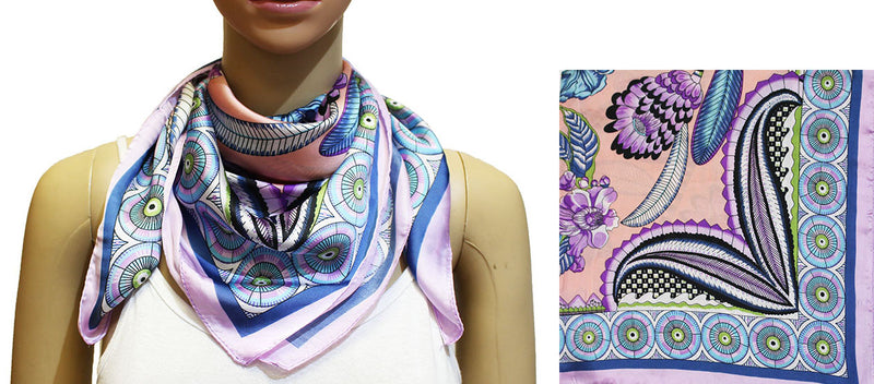 Silk Feel Botanical Square Scarf-S2025