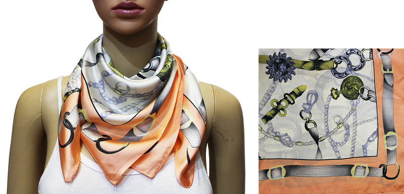 Silk Feel Chain Print Scarf-S2026