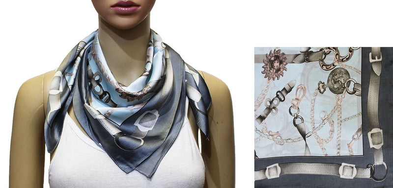 Silk Feel Chain Print Scarf-S2026