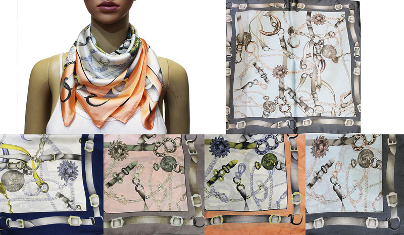 Silk Feel Chain Print Scarf-S2026