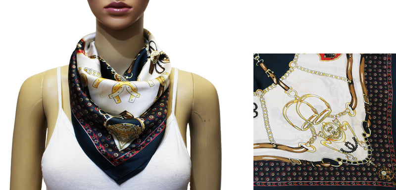 Vintage Equestrian Silk Feel Scarf-S2029