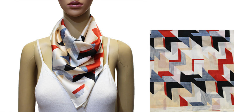 Geometric Silk Feel Square Scarf-S2030