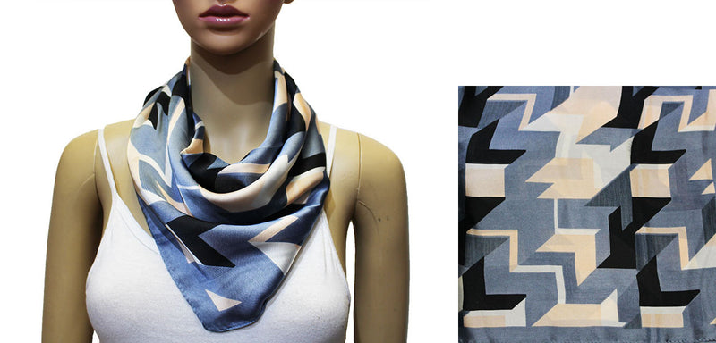 Geometric Silk Feel Square Scarf-S2030