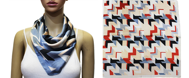 Geometric Silk Feel Square Scarf-S2030