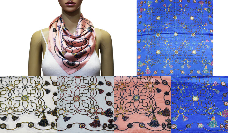 Tassel Chain Pattern Square Scarf-S2031